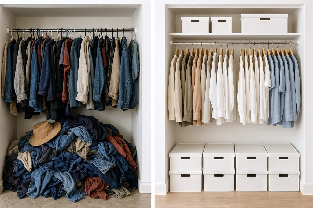 wardrobe space hacks and storage ideas